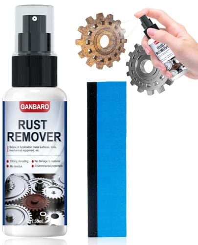 Ganbaro Rust Remover Spray, Anti Rust Spray for Metal, Car Rust Treatment, Rust Converter Spray, Rust Converter for Cars Metal, Bolts and Nuts, Iron Locks, Metal Knives, 50ml (Rust Remover)