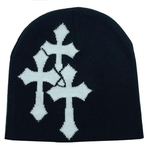 Moguri Y2K Beanies, y2k, Kreuzmuster, accessoires, hose, accessories, emo, clothes, grunge, accessoires, strick, grunge, cap, y2k, beanie, sommer, angenehm, wicking, cool