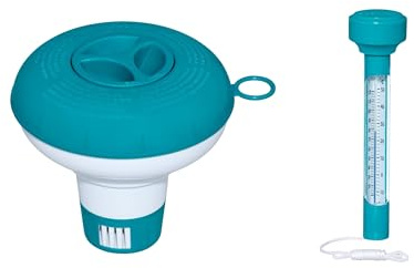 Bestway | Dosierschwimmer Thermo-Set | 12,5 cm Ø | schwimmendes Poolthermometer | Einfache Überwachung der Wassertemperatur | Poolwasser sauber und kristallklar