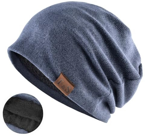 Damen Warme Herbst Winter Slouch Beanie Mütze Herren Kopfbedeckung Baumwolle Strickmütze Flexibler Freizeithut Leichte Chemo Wintermütze (DE/NL/SE/PL, Alphanumerisch, Einheitsgröße, Dunkelblau)