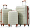 Hartschalen-Koffer Set 3-teilig - Teleskopgriff, ABS Kunststoff, Kombinationsschloss, 360° Rollen - Reisekoffer Trolley für Urlaub & Geschäftsreisen - Erweiterbar, Leicht, Robust (Goldgrün+Braun)