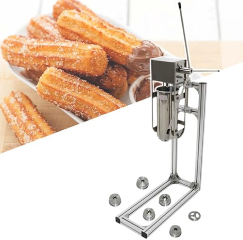 HCAUYNN Churro-Maker Ohne Fritteuse, 6 Auswechselbare DüSenformen, 5 L GroßEr Trichter, FüR Haushalte Und Restaurants