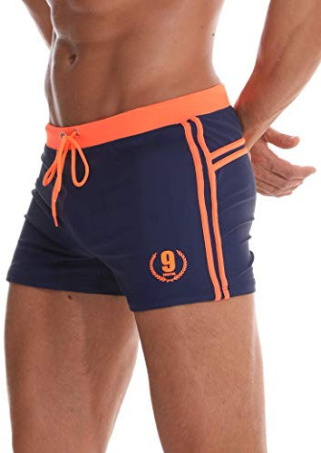 Arcweg Men's Swimming Trunks Shorts with Removable Pad Sport Boxer Swimwear Boxers Underwear Drawstring Summer Beach Board Shorts Elastic Swimsuit Bottom Orange XXL(UK)