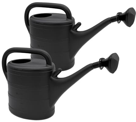 Kunststoff Gießkanne 10 Liter anthrazit - 2er Set - Gartengießkanne mit Abnehmbarer Brause -Kanne für Haus und Garten zur Bewässerung für Pflanzen