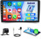 [4GB+64GB] Dab+ Android 2 DIN Autoradio avec Wireless Carplay Android Auto, 9 Pouces Radio Voiture avec Bluetooth GPS USB WiFi 32EQ DSP SWC Mic Caméra de recul Autoradio Double Din