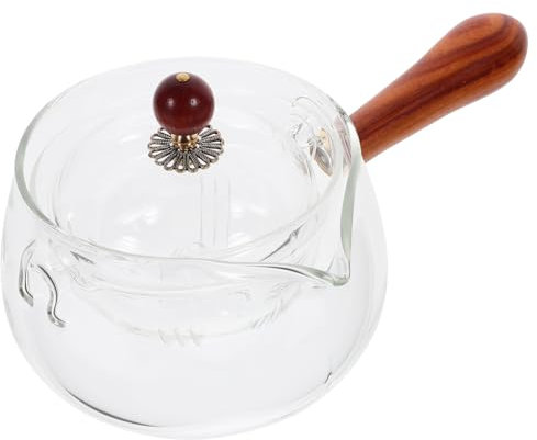 KICHOUSE 360grado Tetera Con Asa Lateral Vidrio Resistente Al Calor Fácil De Usar