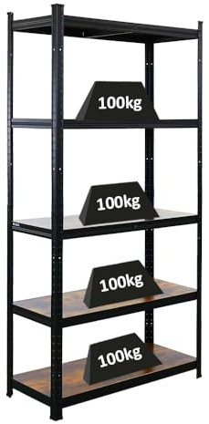 PROREGAL Vintage Series Schwerlastregal Ragnar für Gesamtlast 400 kg Maße: 180x90x40cm Vintagebraun-Schwarz, Kellerregal, Steckregal, Garagenregal, Lagerregal