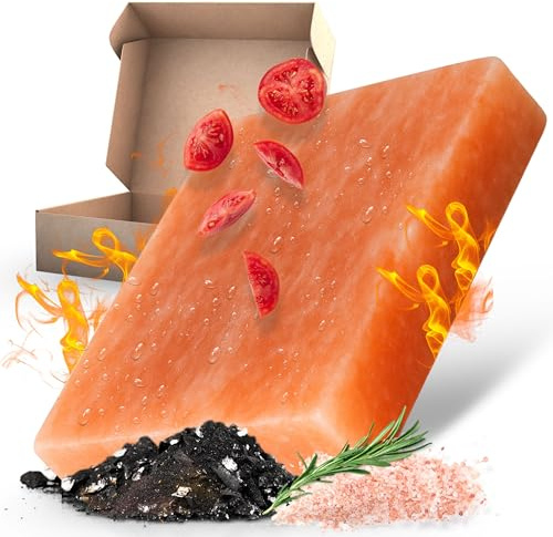 Salzstein Grill XL mit Geschenkverpackung - BBQ Grillstein aus Himalaya Salz für intensiven Geschmack - Salz Geschenkidee für Männer - Kristallsalz Mehrfach wiederverwendbar & einfach zu reinigen