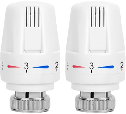 Radiator Thermostat Valve M30 x 1.5 TRV Smart Thermostatic Radiator Valves | 2 PCS Heating System Replacement Head Automatical Temperature Control Heads Adapter for Home Office (White)