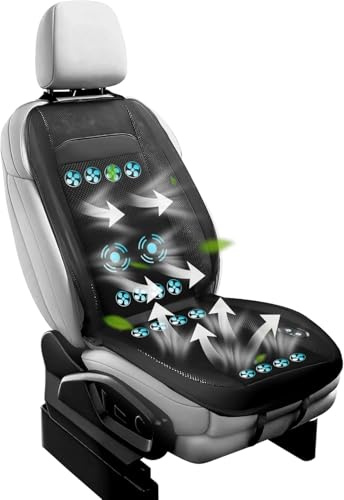 VLFLG 2025 Upgraded 16 Fans Cooling Car Seat Cover Front Seat, Cooling Car Seat Cushion with Massage Adjustable Temperature, 12V Ventilated Seat Cover for Car SUV Universal (Cool,Massage)