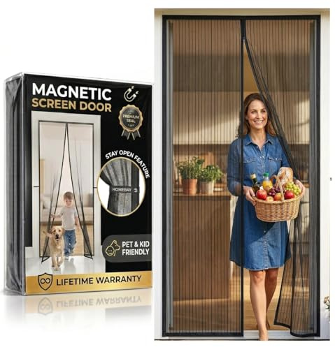 Homebay® Magnetic Fly Screen for Doors, Child & Pet Friendly Net Curtain | Heavy Duty, Hands-Free Automatic Closure, No-Drill Easy Installation, Fly Door Net Curtain For Insects & Bugs 80 x 200cm