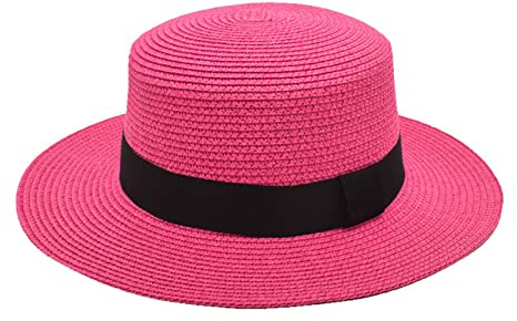 Generisch Herren und Damen Square Buckle Dome Panama Lafite Flat Top Strohhut Reise Sonnenschirm Sonnenhut Strand Hut mit großer Krempe Alkohol Hut