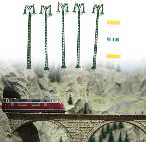 5 luces LED de color blanco cálido para modelos de ferrocarriles y decoración de jardín, incluye resistencias para conexión de 12 V (verde)