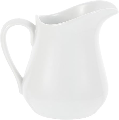 Bricco per Latte in Ceramica 450ml Beccuccio Versatore | Finitura Bianca Liscia, Forma Resistente, per Servire Salse e Ketchup Durante Pranzi Conviviali o Bar