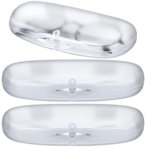 RORPOIR Caja protectora de gafas transparente mate 3 unidades de PVC con diseño simple, resistente a la presión para uso diario y viajes