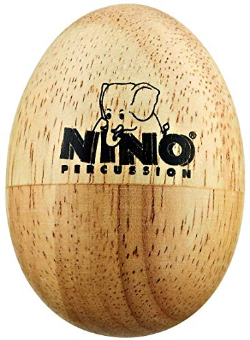 Nino Percussion Wood Egg Shaker -Petit Hochet Oeuf pour Enfants à Partir de 3 ans - Instrument de Musique - Chêne du Siam, Naturel (NINO562)