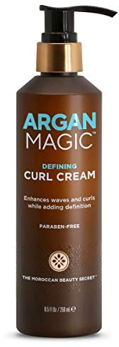 Argan Magic Defining Curl Cream - Enhances Waves and Curls While Adding Definition | Conditions, Detangles, and Reduces Frizz | Paraben Free (8.5 Ounce / 250 Milliliter)
