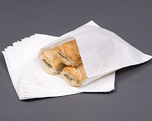 Greaseproof Paper Food Bags 7 x 7 / 175mm x 175mm (Pack of 50) 100% Grease Resistant Sandwich & Takeaway Bags Perfect for Bakery Goods, Snacks, Fried Foods, And More