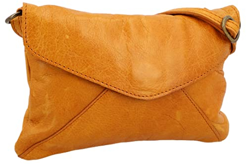Gusti Leder Handtasche – Karisma Vintage Briefform Ledertasche für Damen, Braun, aus echtem Rindsleder, Magnetverschluss, verstellbarer Schulterriemen
