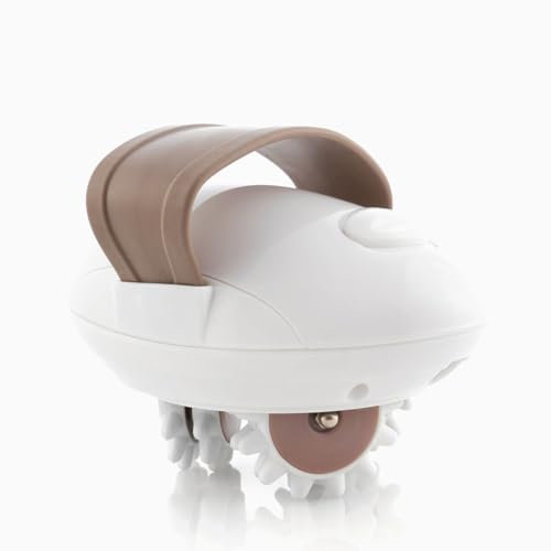 InnovaGoods Elektrisches Anticellulite Massagegerät, 2 Stufen, Ergonomisch, 2 Köpfe, für Hüften/Po/Arme/Bauch, Weiß, Edelstahl, 1er Pack