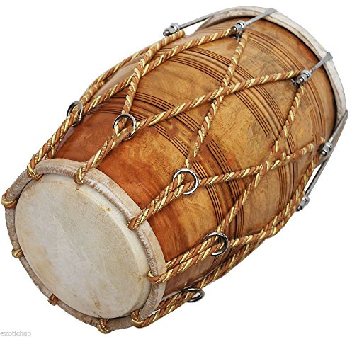 Spezielle Dholak Drum Seil + Bolt Tuned ~ natur Holz Nagellack ~ Hand Made Indian