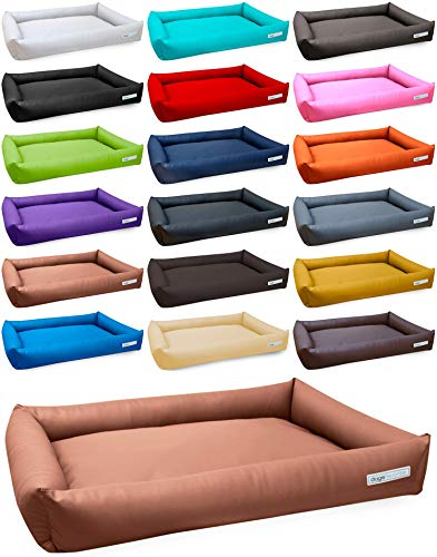 dogsfavorite, Hundebett Starter aus Kunstleder, Hundekissen, Pflegeleicht, 120 x 90 cm, Cognac