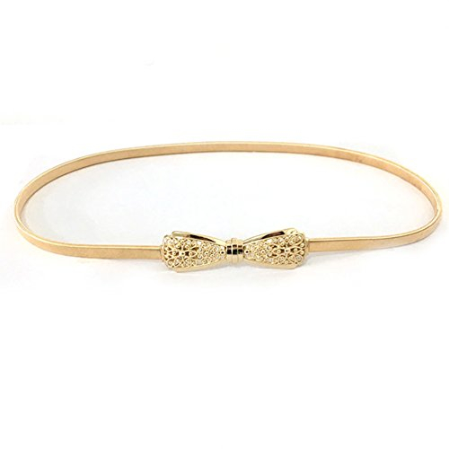 NUREINSS Stretchgürtel Damen dekorativen Stretchy Gürtel Taillengürtel Hüftgurt elastischer Gürtel für Kleider 70-100cm Gold2