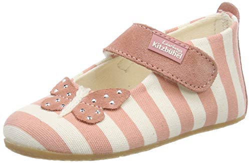 Living Kitzbühel Jungen Mädchen Babyballerina Streifen und Schmetterling Hausschuhe, Pink (Dark Rose Cloud 329), 18 EU