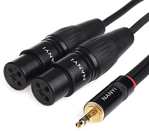 NANYI XLR 3.5mm Female Splitter Cables, TRS Stereo Male to Two XLR Female Interconnect Audio Microphone Cable, Y Splitter Adapter Cable (1.5 Meters /5Feet)