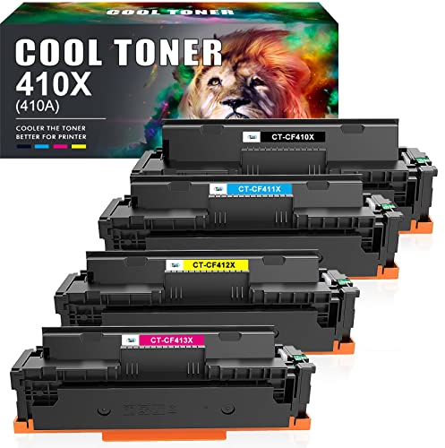 Cool Toner Kompatibel Tonerkartusche als Ersatz für HP 410A 410X CF410X M477fdw Toner Color Laserjet Pro MFP M477 M477fdn M377dw M452dn M477fnw M452 Drucker (Schwarz,Cyan,Gelb,Magenta,4er-Pack)
