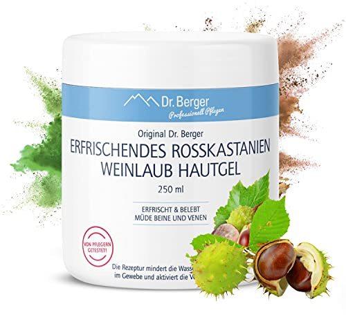 Original Dr. Berger erfrischendes Rosskastanien Weinlaub Hautgel 250 ml, Vitalisierend und belebend, wohltuend für Beine und Venen