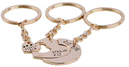 VOSAREA 3 stücke Geschenk für Schwester Keychain Große Mittlere Kleine Sis Liebe Herz Charme Anhänger Halskette Familie Schmuck Geschenk für Schwester (Gold)
