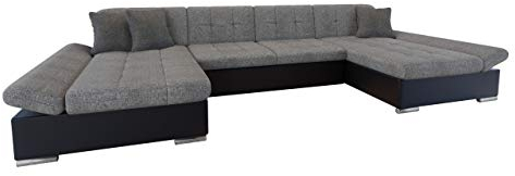 Mirjan24 Ecksofa Alia mit Regulierbare Armlehnen, 2 Bettkasten und Schlaffunktion, U-Form Eckcouch vom Hersteller, Sofa Couch Wohnlandschaft (Soft 011 + Lux 05 + Lux 06)