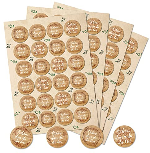 Logbuch-Verlag 96 Schön dass Du da bist Sticker Gastgeschenk Tischkarten Feste rund 4 cm Hochzeit Feste