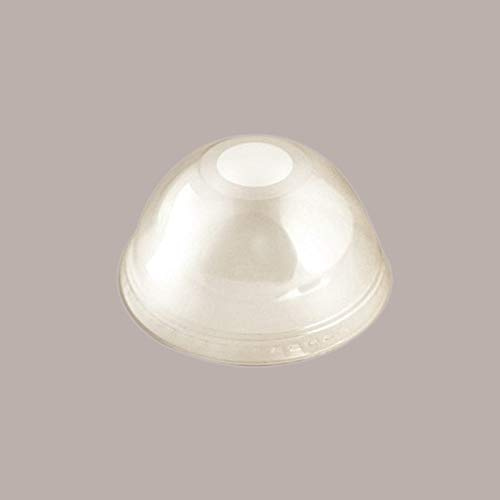 Lucgel Coperchio Cupola in Plastica, Dm78mm, per Bicchieri PET 200/250/300cc, con Foro, Trasparente 100 Pezzi