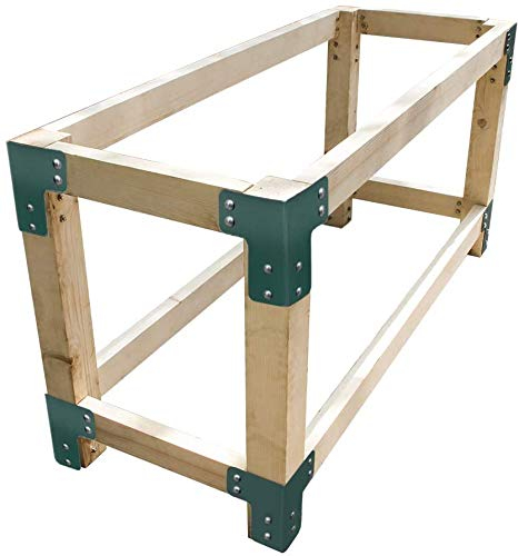 vikofan Kit di staffe per banco da lavoro resistenti, staffe angolari in acciaio da 4 mm per legname 2x4, antiruggine verniciato a polvere, facile montaggio fai da te con viti incluse