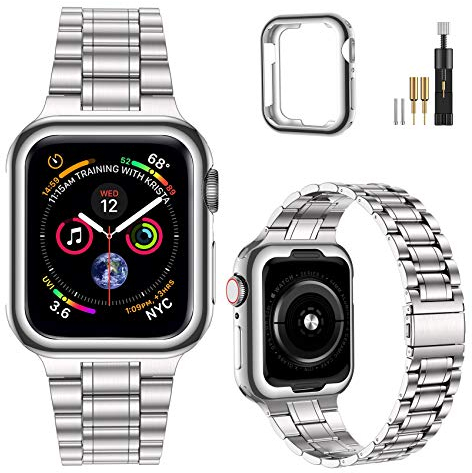 MioHHR Correa Compatible con Correa Apple Watch 40mm 38mm 41mm, Correas de Reloj de Acero Inoxidable con Caja Para iWatch Series 9 8 7 6 5 4 3 2 1 SE SE2, Para Mujer Hombre