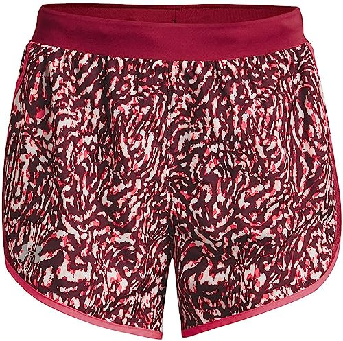 Under Armour Damen Fly by 2.0 Printed Laufshorts, Black Rose (665)/Reflektierend, Klein