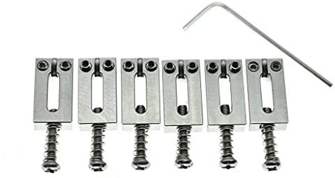 KAISH Upgraded Version Stainless Steel Guitar Bridge Saddles 10.5mm String Spacing with Nickel Screws for Stratocaster/Telecaster