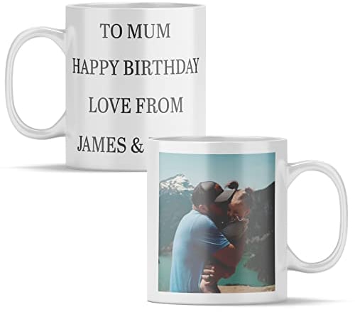 Personalised Photo and Text Mug with 4 Lines of Custom Text and Photo Upload 11oz Coffee Cup Business Logo Mug