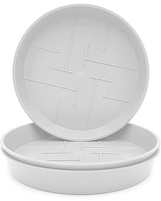 Plastard 3er-Set Blumentopf-Untersetzer Rund aus Plastik 21 cm Durchmesser, Untertopf für Innen- und Außenbereiche, aus witterungsbeständigen Material, Farbe Weiß