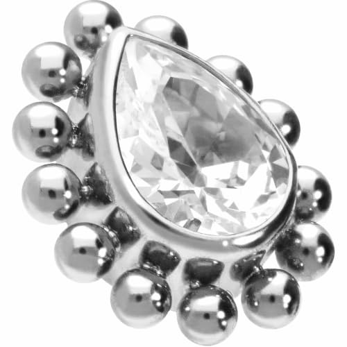 PIERCINGLINE Titan Schraubaufsatz mit Außengewinde 0,9 mm KRISTALLTROPFEN Piercing Aufsatz Ersatz Farbauswahl