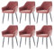 AINPECCA Set of 6 Velvet Dining Chairs Armchairs Upholstered Seat with Metal Legs Office Living Room(Rose, 6)