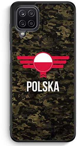 Polska Polen Camouflage mit Schriftzug - Silikon Hülle für Samsung Galaxy M22 - Motiv Design Militär Military - Cover Handyhülle Schutzhülle Case Schale