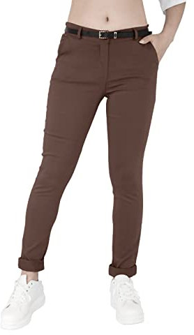 JOPHY & CO. Pantalone Elasticizzato Donna Chino con Cintura (cod. 3008) (Moro, L)