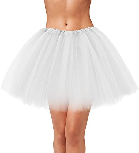 Molain Layered Tutu Tutus Rock Kleider Kleinkind Kleid Valentinstag Fancy Kostüm Dehnbar Tie Dye Skorts für 4-8 Jahre Baby Kinder Mädchen Frauen Prinzessin Ballett Tanz, Weiß für Erwachsene, One size