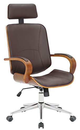 TPFLiving Bürostuhl Daytona Gestell: Metall Chrom - Sitzfläche: Kunstleder Walnuss/Braun