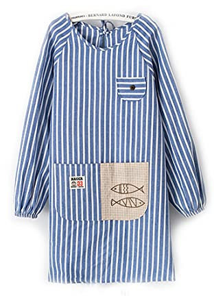 ROXXR Delantal con mangas resistente al agua, antiaceite, para pintar con bolsillo, azul