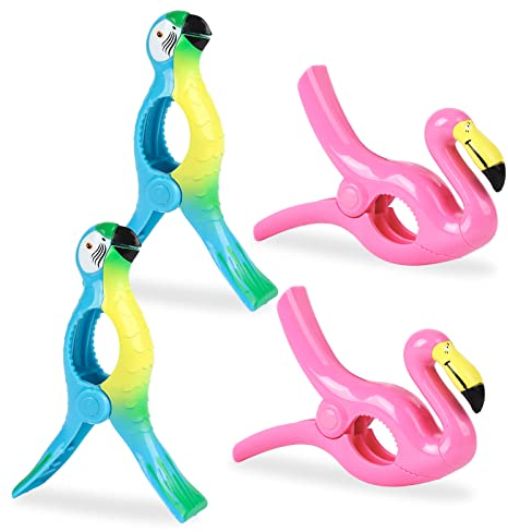 Gukasxi 4 Stück Strandtuch-Clips Lustig Strandtuch Klammern Handtuch Klammern Badetuch Clips Kunststoff Große Wäscheklammern Handtuchklemmen Handtuchhalter für Sonnenliegen