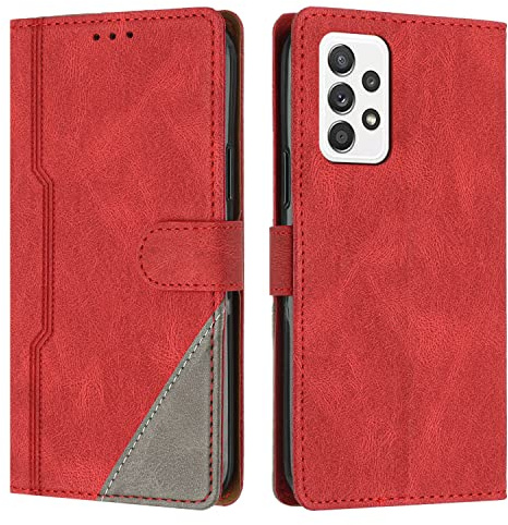 Radoo Coque pour Samsung Galaxy A32 4G, Housse Etui Portefeuille Cuir Multifonction, Fermeture Magnétique à Clapet Anti-Choc [Fonction Support] Flip Case Compatible avec Samsung Galaxy A32 4G (Rouge)